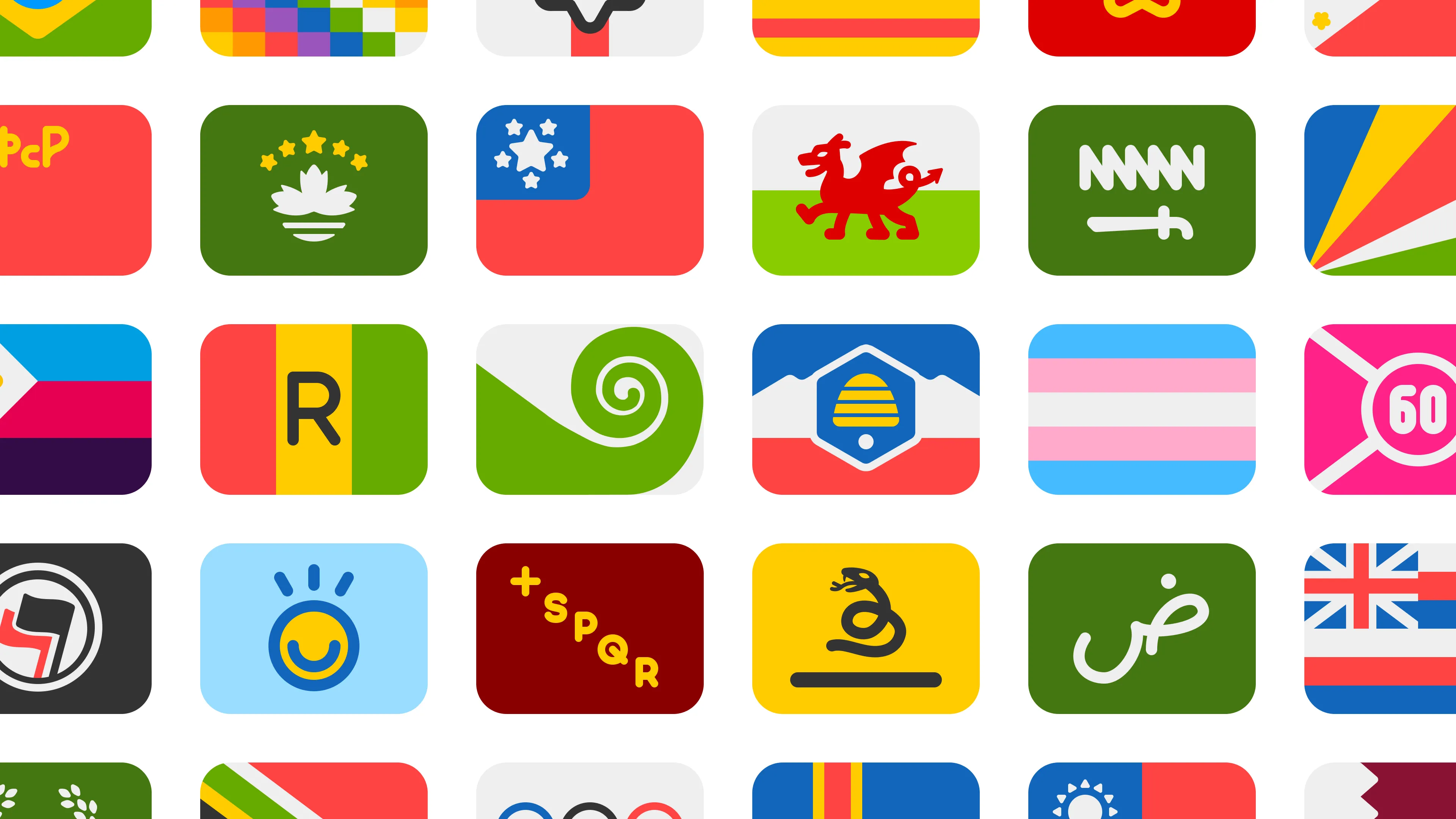 Display of flag icons designed by Adrian Keim (@aetinx).