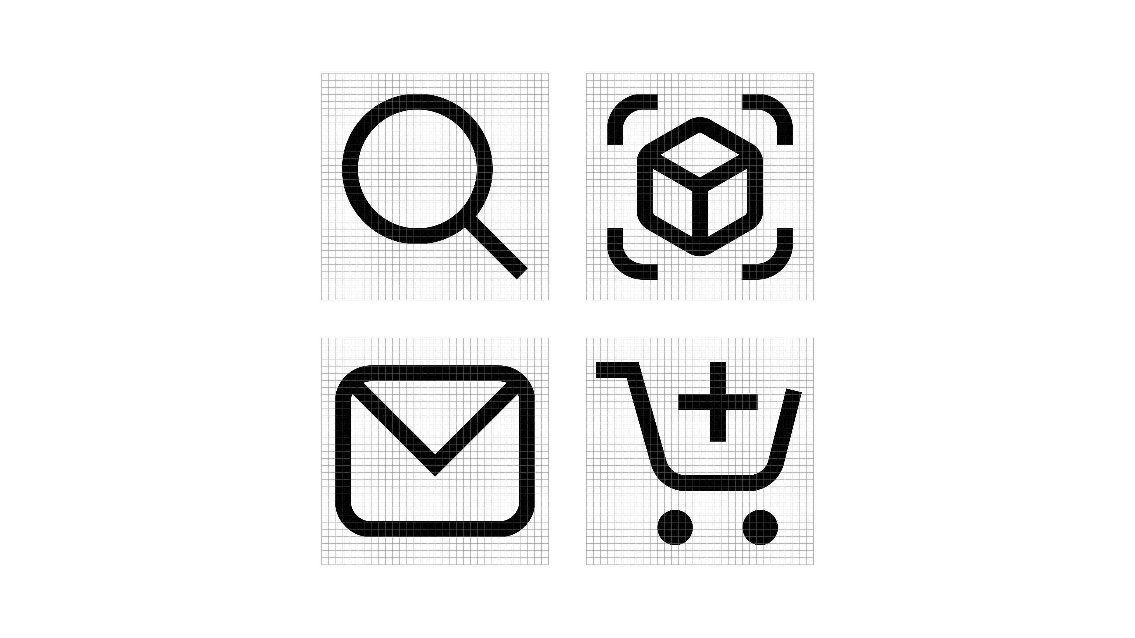 Preview of symbols from Symbols Belmont on 32x32 grids.