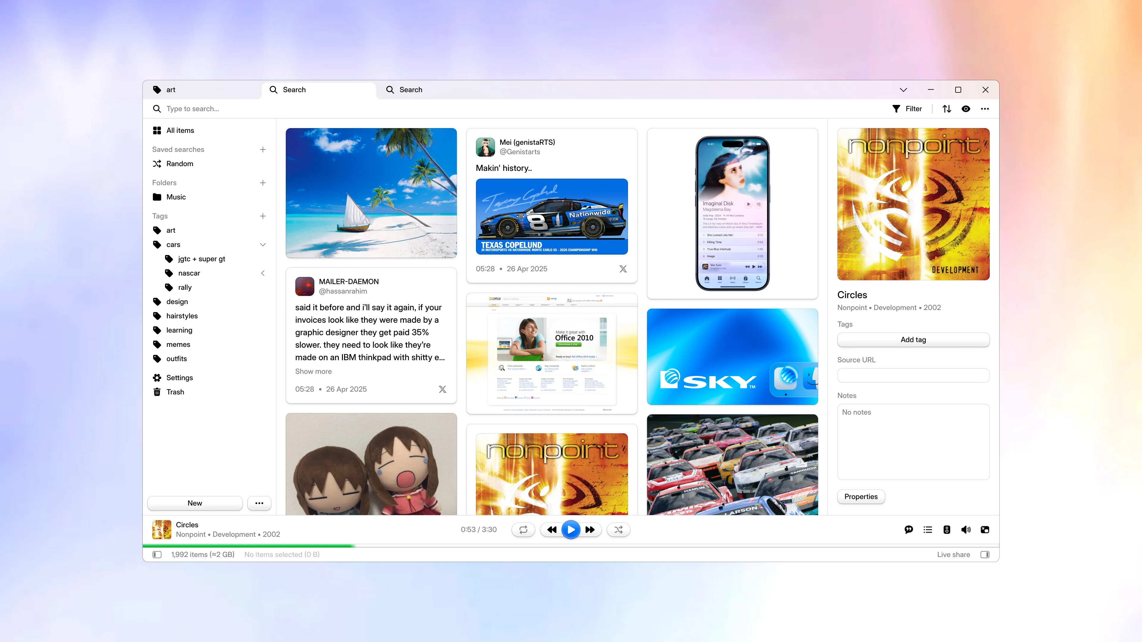 Interface for the desktop application Archial.
